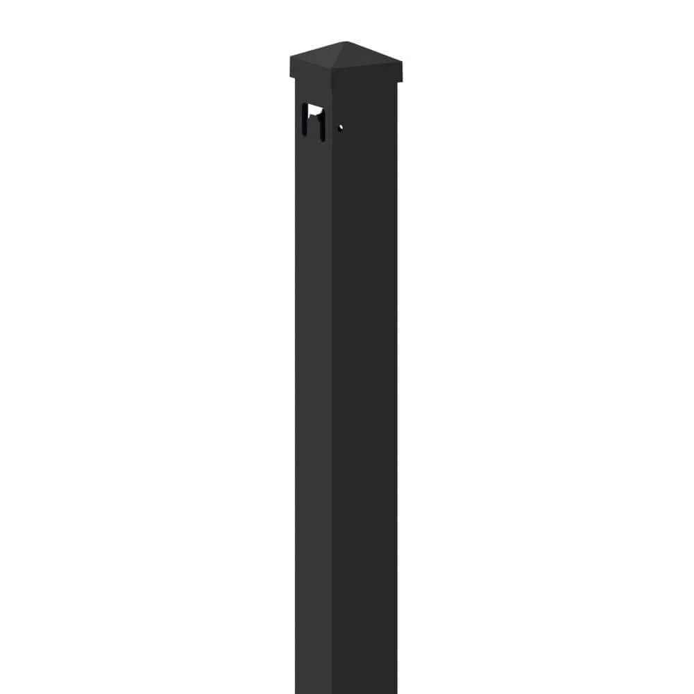 TuffBilt Dillon 2 in. x 2 in. x 70 in. Black Aluminum Fence Corner Post, photo 3 of 7
