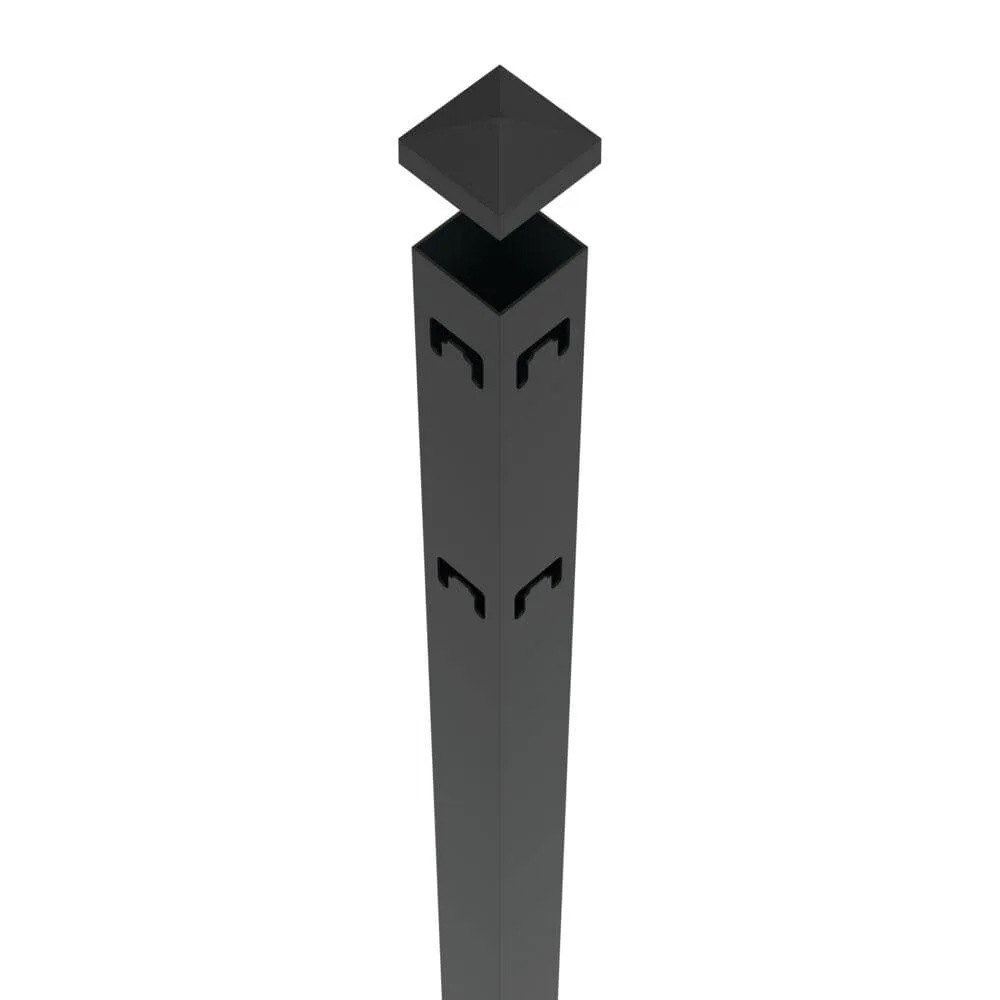 TuffBilt Mitchell 2 in. x 2 in. x 88 in. Black Aluminum Fence Corner Post, photo 3 of 7