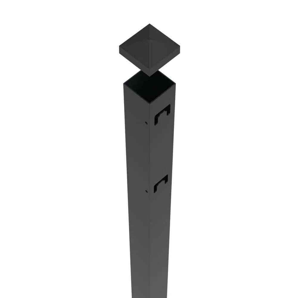 TuffBilt Mitchell 2 in. x 2 in. x 88 in. Black Aluminum Fence End Post, photo 3 of 7