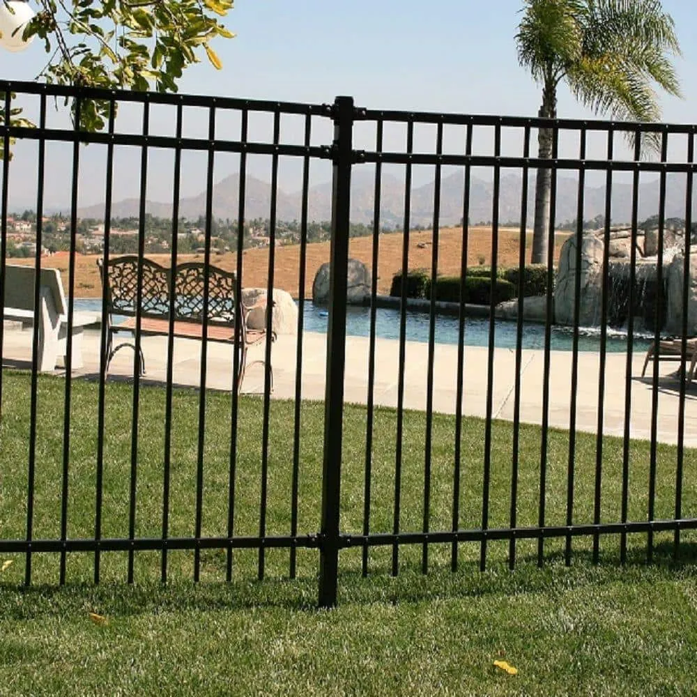 US Door and Fence 2 in. x 2 in. x 6.5 ft. Black Metal Fence Post with Post Cap, photo 6 of 6