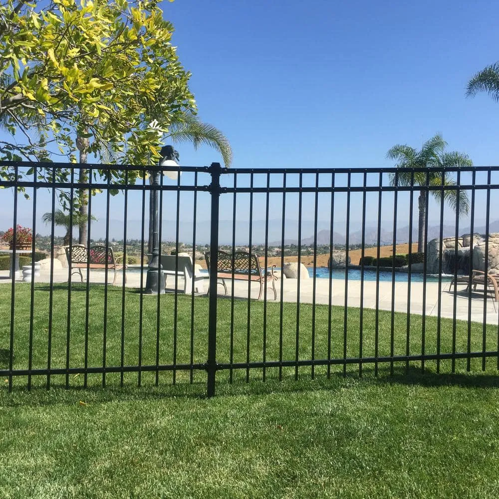 US Door and Fence 2 in. x 2 in. x 6.5 ft. Black Metal Fence Post with Post Cap, photo 5 of 6
