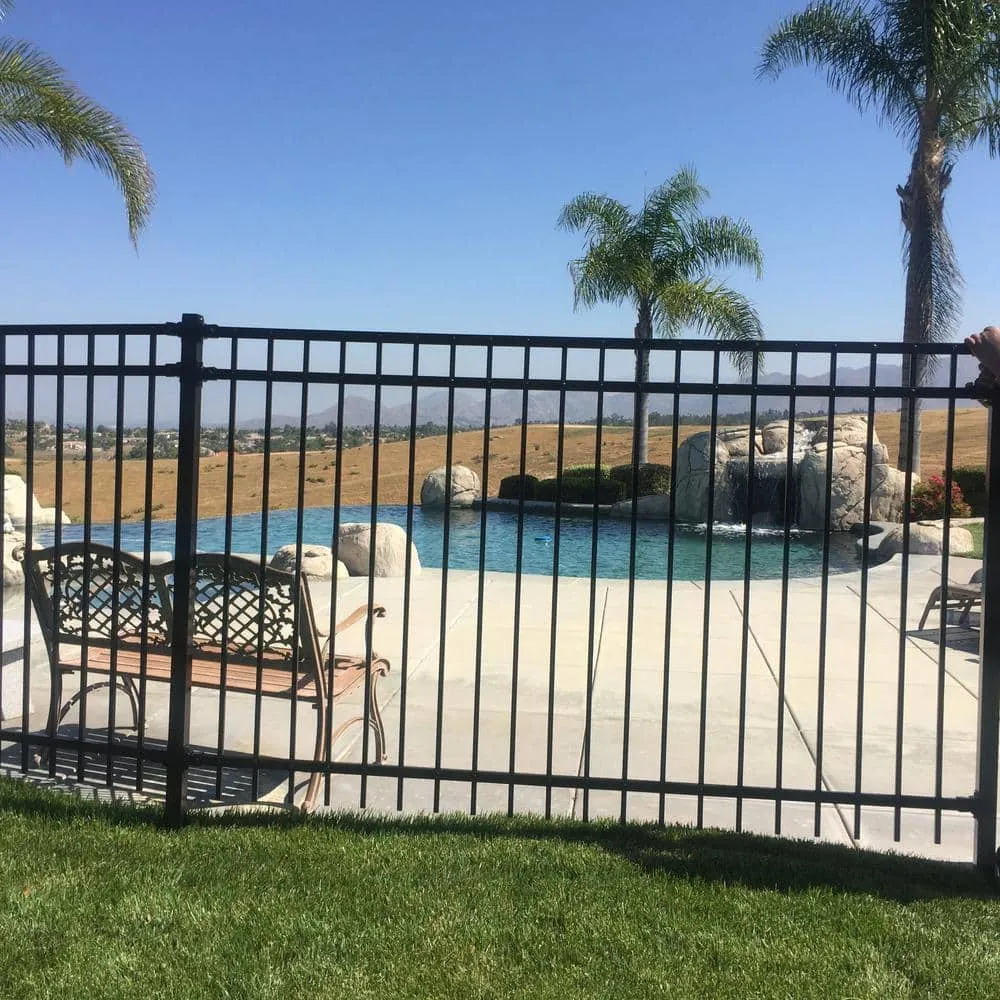US Door and Fence 2 in. x 2 in. x 6.5 ft. Black Metal Fence Post with Post Cap, photo 3 of 6