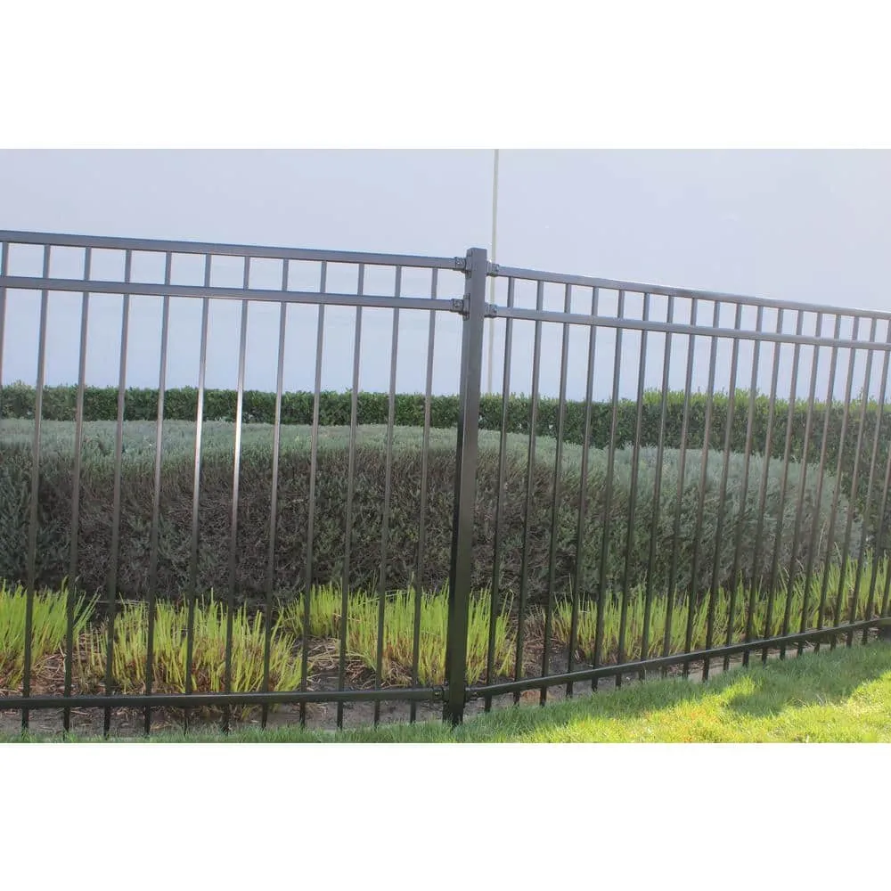 US Door and Fence 2 in. x 2 in. x 6.5 ft. Black Metal Fence Post with Post Cap, photo 2 of 6