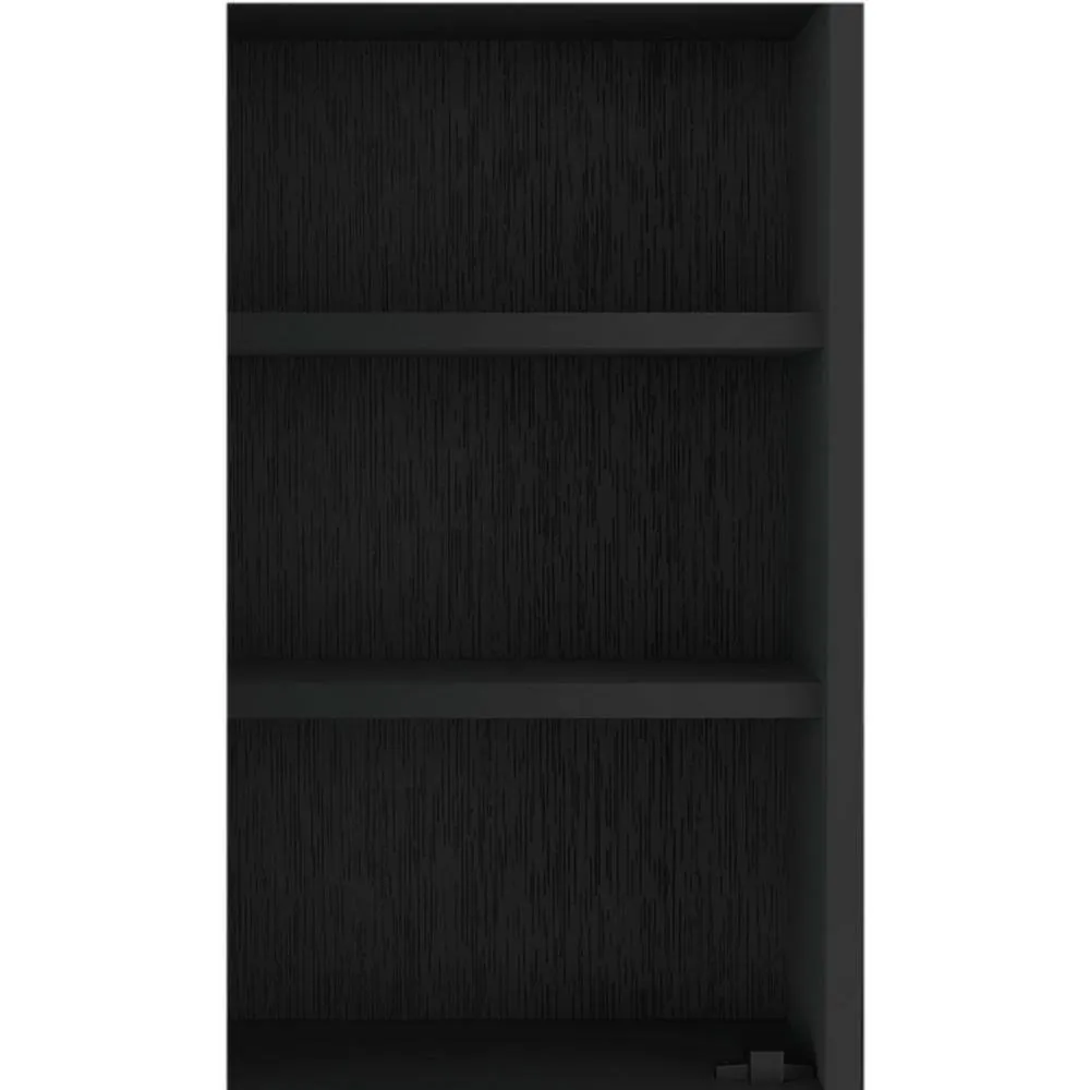 Aoibox 24 in. W x 20 in. H Rectangular Wood Medicine Cabinet with Mirror, 6 External Shelves,3 Internal Shelves in Black Wengue, photo 5 of 13