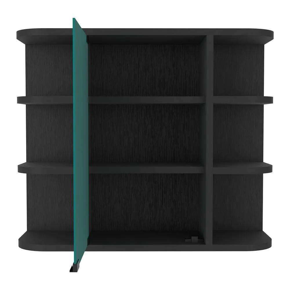 Aoibox 24 in. W x 20 in. H Rectangular Wood Medicine Cabinet with Mirror, 6 External Shelves,3 Internal Shelves in Black Wengue, photo 12 of 13