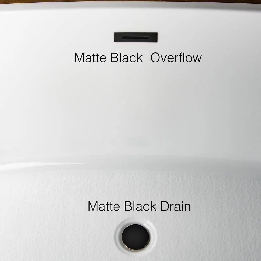 WOODBRIDGE Troyes 59 in. Acrylic Freestanding Double-Ended Soaking Bathtub with Drain and Overflow, Black with Matte Black Trim, photo 12 of 12