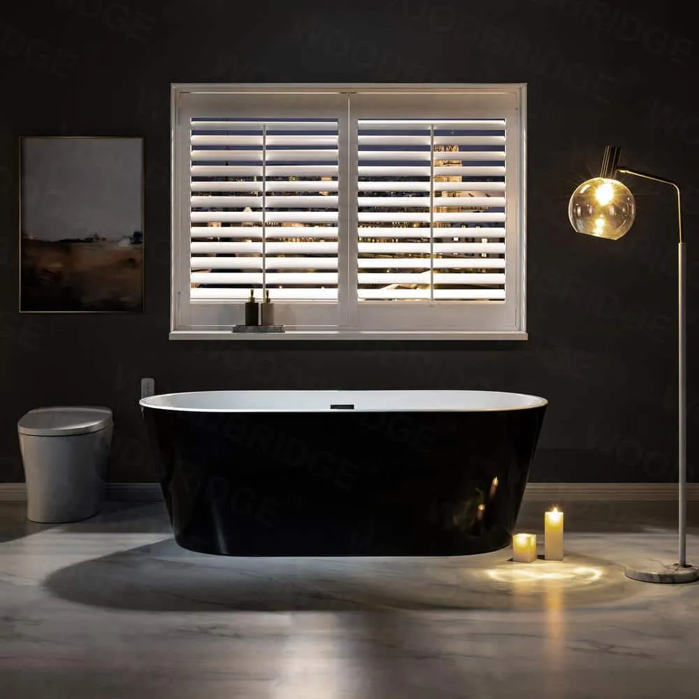 WOODBRIDGE Piscataway 67 in. Acrylic FlatBottom Double-Ended Freestanding Bathtub with Matte Black Overflow and Drain, Black, photo 4 of 9