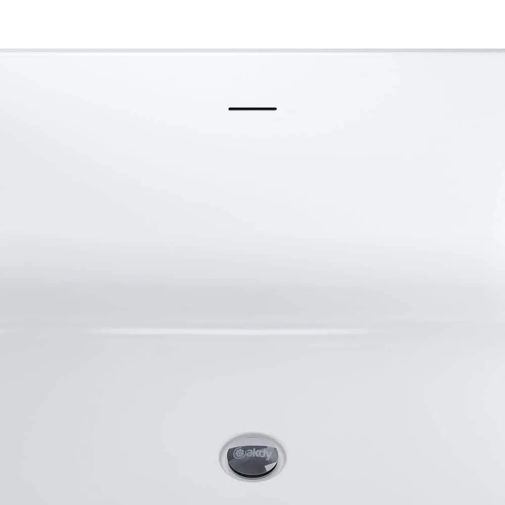 AKDY 53.9 in. Fiberglass Flatbottom Freestanding Bathtub, Solid Matte Black Inside and Outside, photo 7 of 7