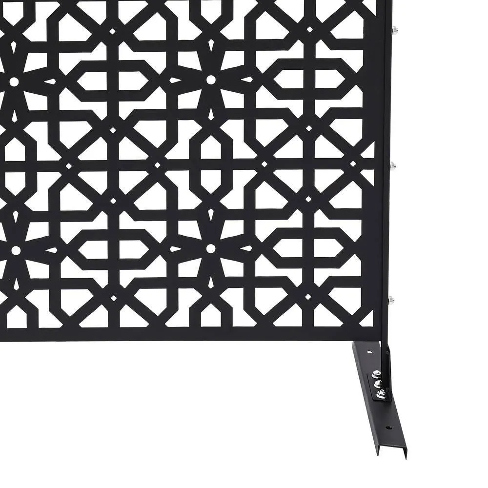 YIYIBYUS 6.2 ft. x 2.9 ft. Black Steel Privacy Screen Freestanding Outdoor/Indoor Adjustable Height Decorative Privacy Screen, photo 10 of 10