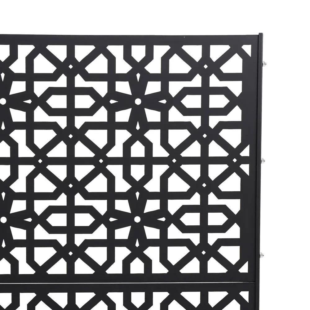 YIYIBYUS 6.2 ft. x 2.9 ft. Black Steel Privacy Screen Freestanding Outdoor/Indoor Adjustable Height Decorative Privacy Screen, photo 9 of 10