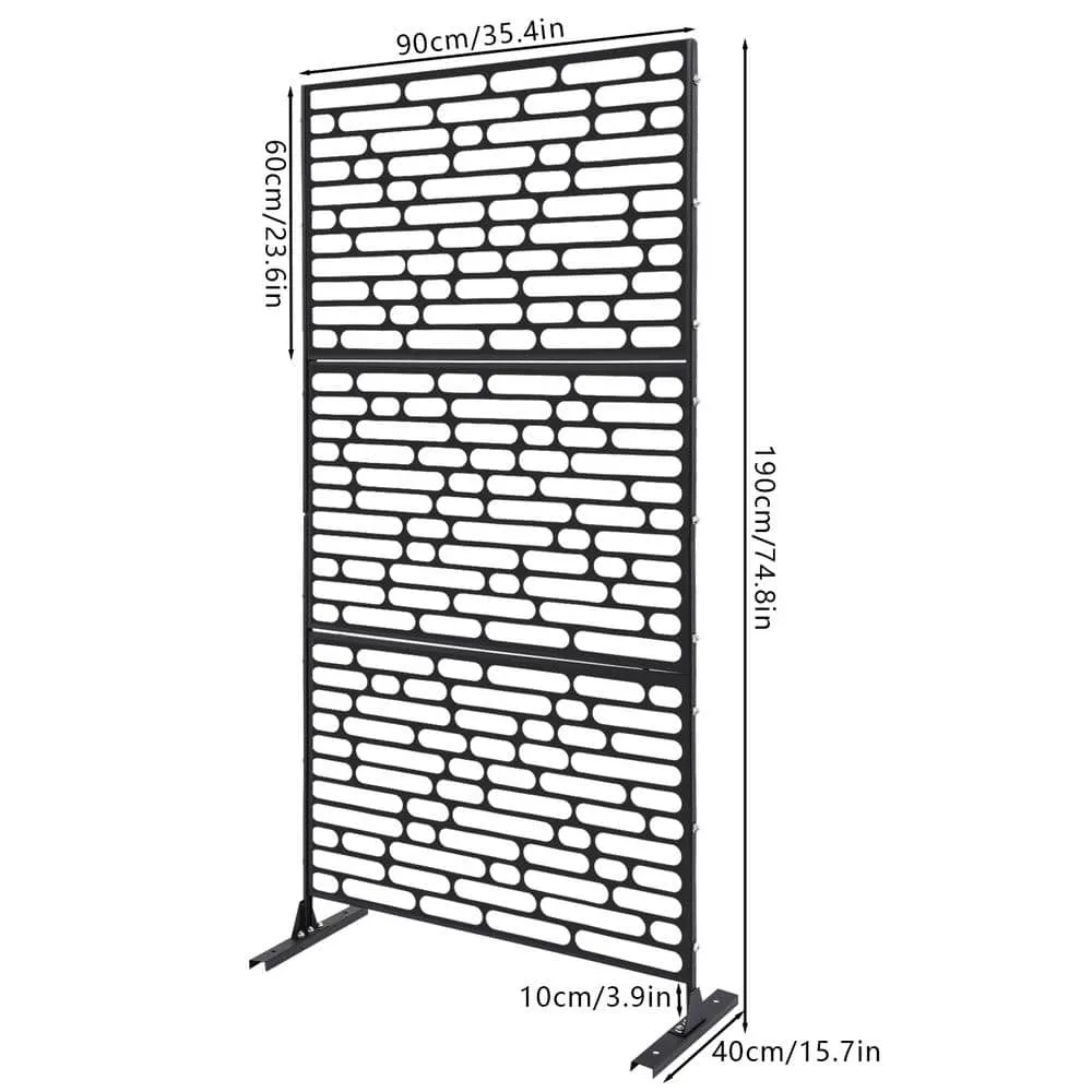 YIYIBYUS Black 6.2 ft. x 2.9 ft. Outdoor Privacy Fence Screen Indoor Outdoor Patio Garden Decorative Panels, photo 4 of 9