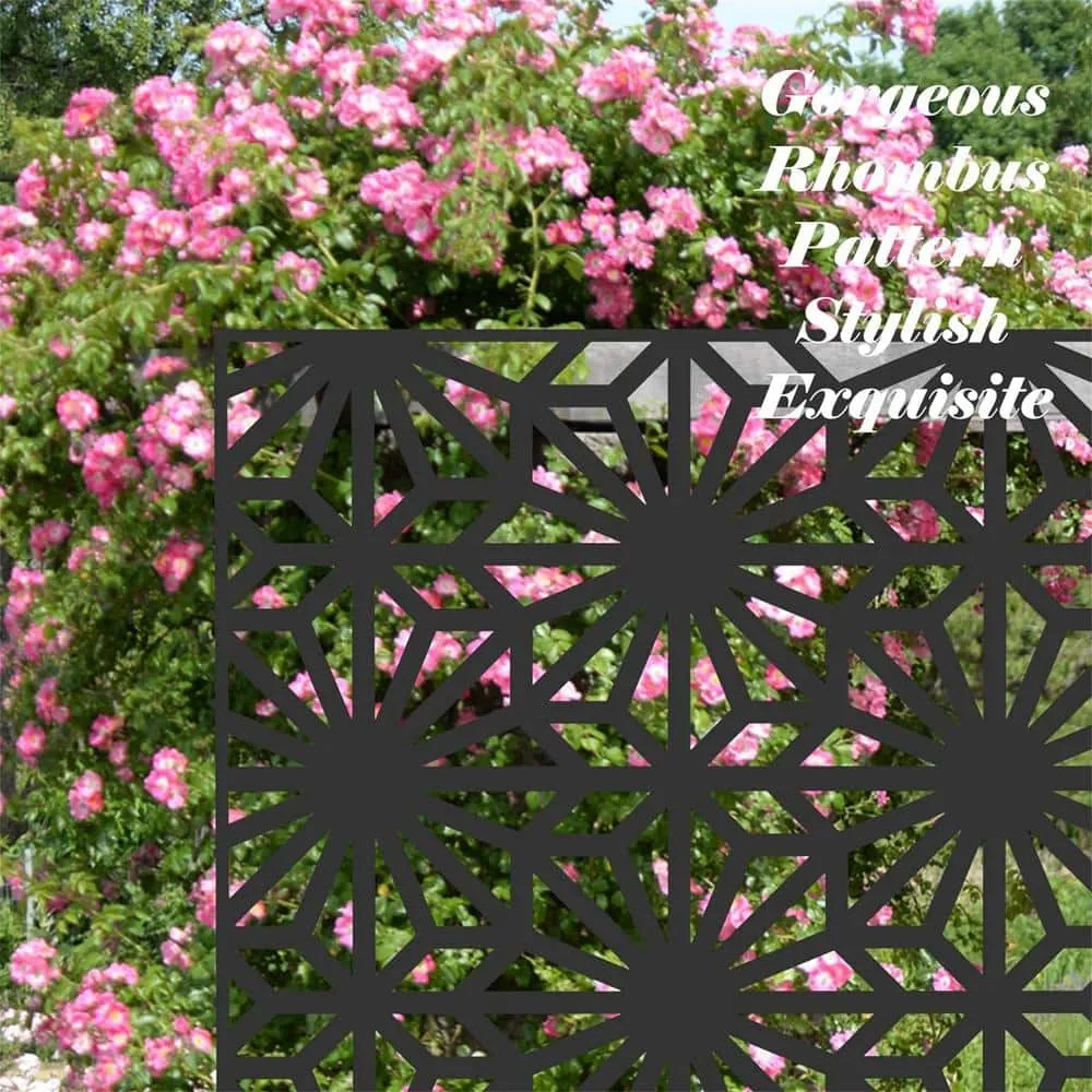 Zeus & Ruta 5.9 ft. H x 4 ft. W Outdoor Privacy Screen Wall in Black Decorative Metal Freestanding Garden Fence for Patio, Backyard, photo 4 of 6