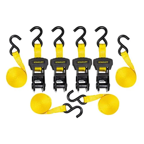 1 in × 14 ft Ratchet Straps, 3,000 lbs Break Strength, 4-Pack