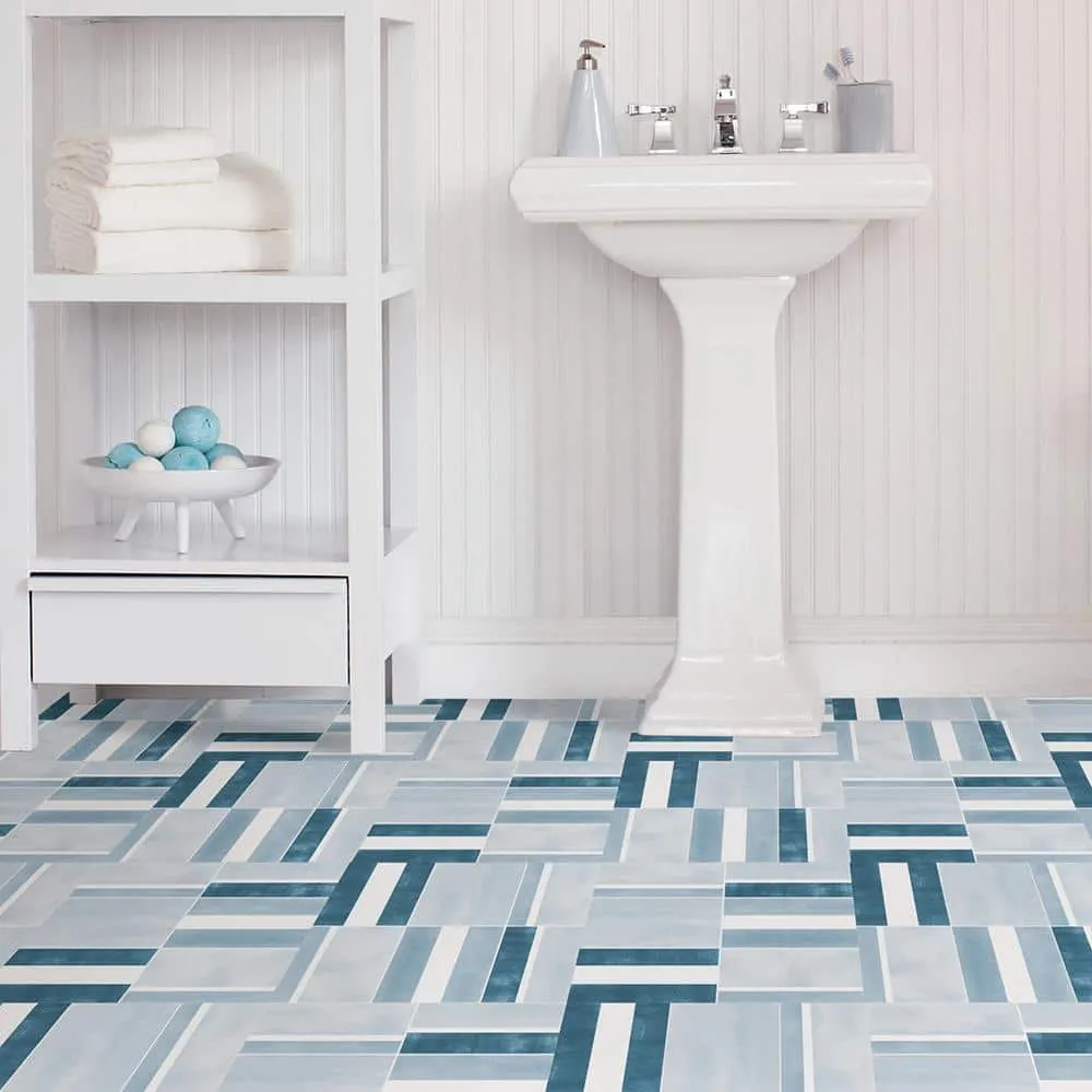 FloorPops Azure 12 in. W x 12 in. L Peel and Stick Floor Vinyl Tiles (20 Tiles, 20 sq. ft. case), photo 3 of 8