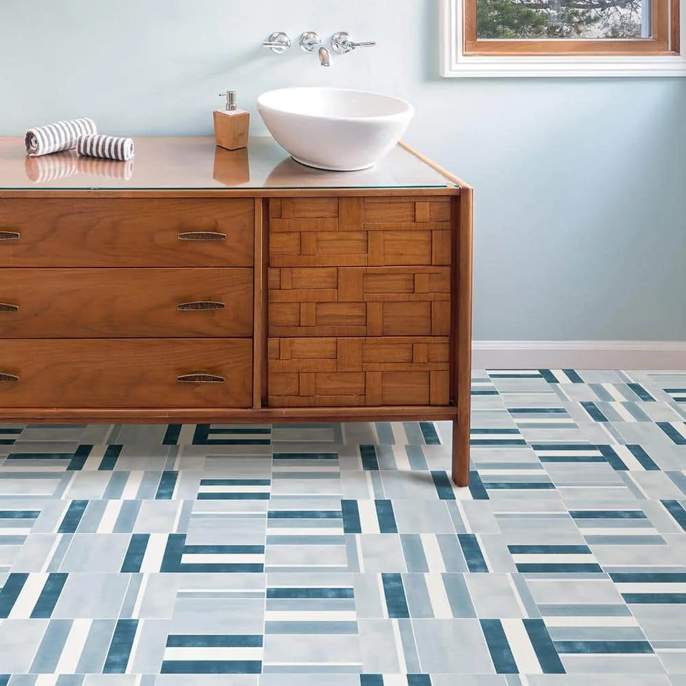 FloorPops Azure 12 in. W x 12 in. L Peel and Stick Floor Vinyl Tiles (20 Tiles, 20 sq. ft. case), photo 2 of 8