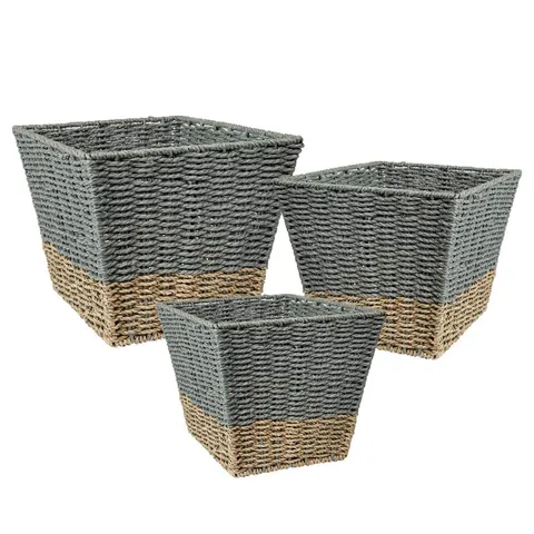 16.5 Gal. Seagrass Storage Baskets in Blue and Grey (3-Pack)