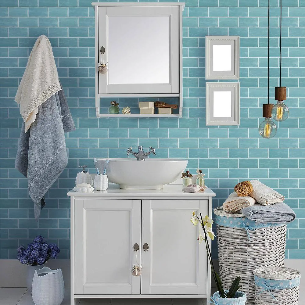 Jeffrey Court Aquamarine Blue 3 in. x 6 in. Glossy Textured Ceramic Wall Tile (10 sq. ft. / Case), photo 3 of 3