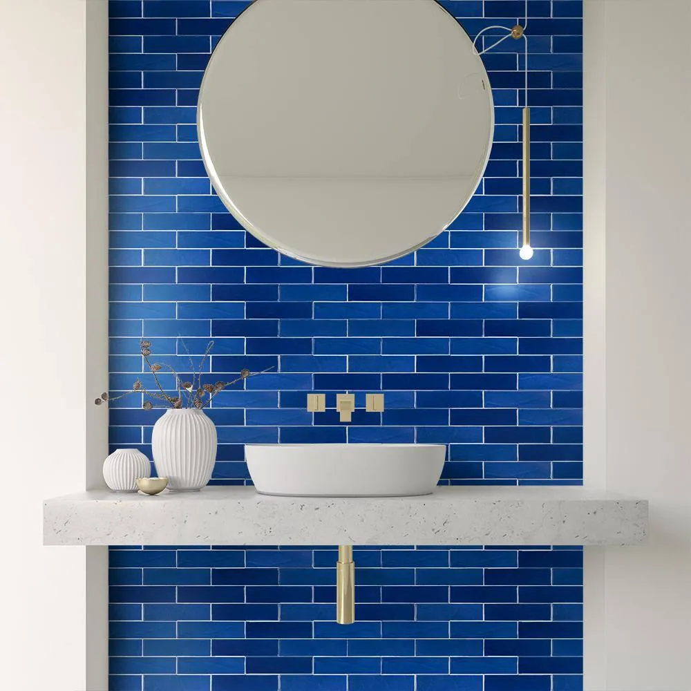 Jeffrey Court Galaxy Blue 3 in. x 12 in. Glossy Textured Ceramic Wall Tile (5.5 sq. ft. / Case), photo 4 of 4