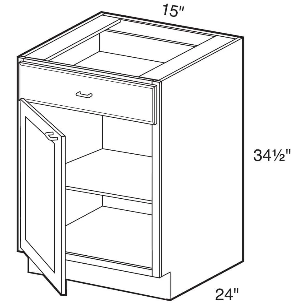 Contractor Express Cabinets Arlington Vessel Blue Plywood Shaker Stock Assembled Base Kitchen Cabinet Soft Close Left 15 in W x 24 in D x 34.5 in H, photo 3 of 7