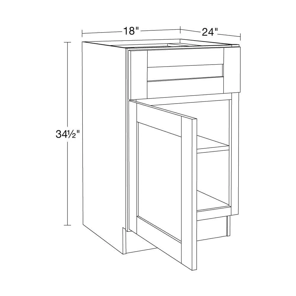 Contractor Express Cabinets Arlington Vessel Blue Plywood Shaker Stock Assembled Base Kitchen Cabinet Soft Close Left 18 in W x 24 in D x 34.5 in H, photo 4 of 6