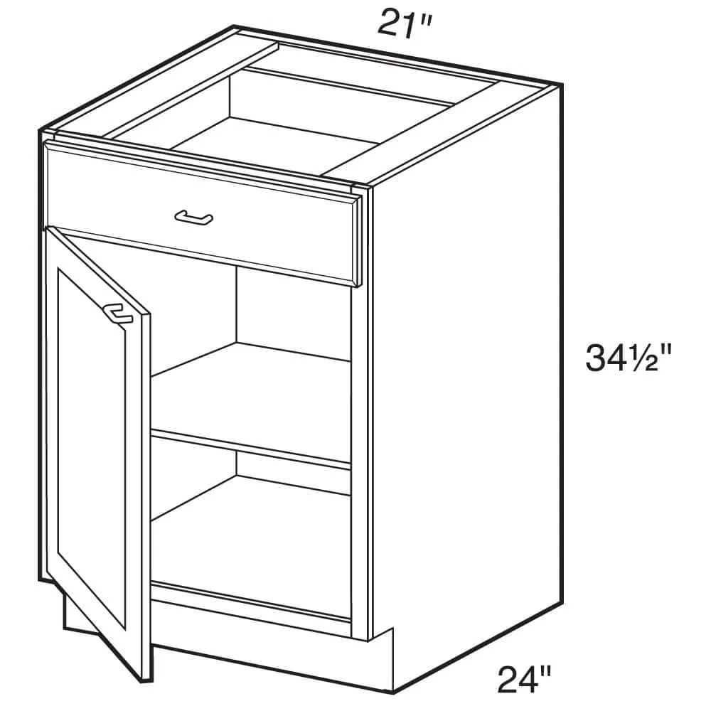 Contractor Express Cabinets Arlington Vessel Blue Plywood Shaker Stock Assembled Base Kitchen Cabinet Soft Close Left 21 in W x 24 in D x 34.5 in H, photo 3 of 7