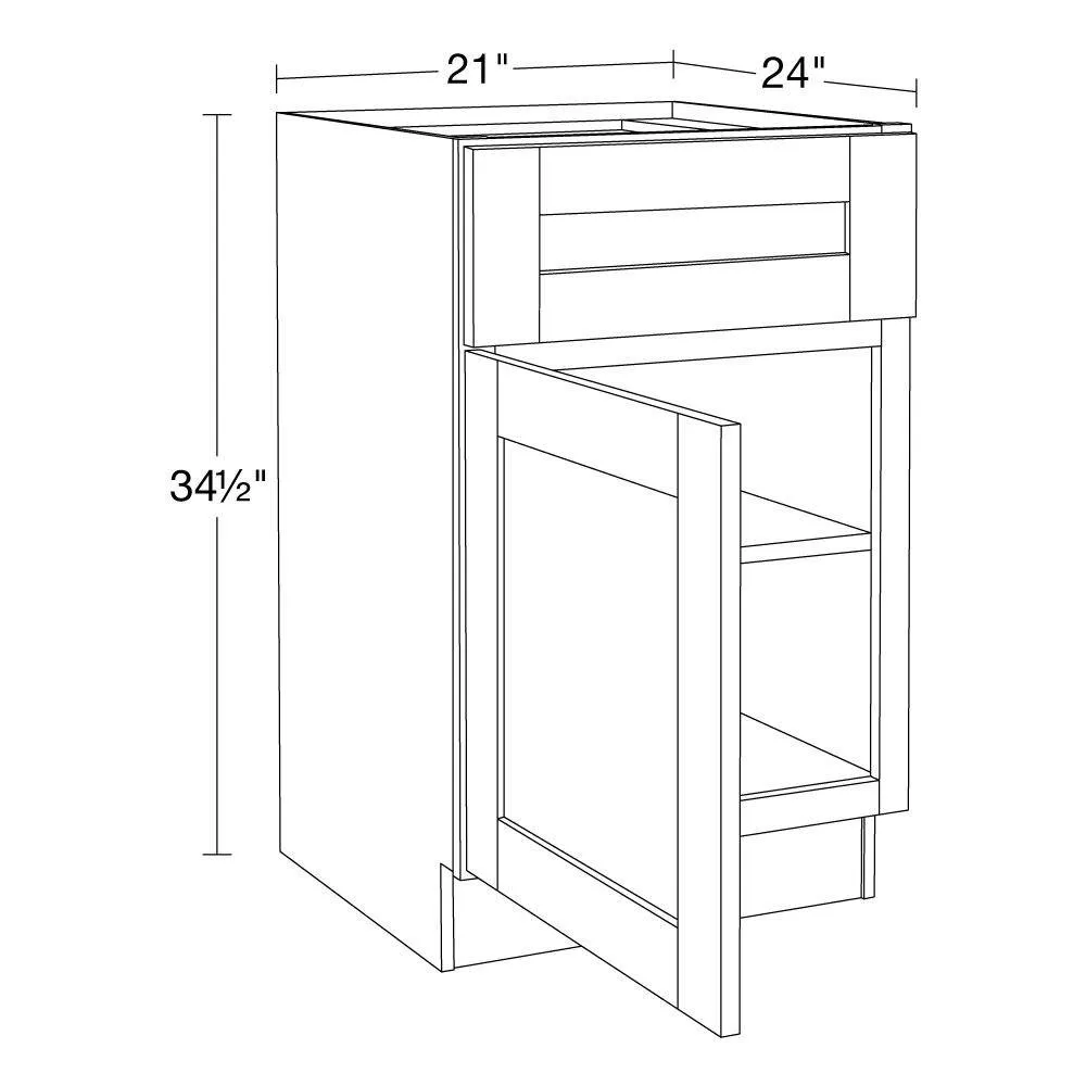 Contractor Express Cabinets Arlington Vessel Blue Plywood Shaker Stock Assembled Base Kitchen Cabinet Soft Close Left 21 in W x 24 in D x 34.5 in H, photo 4 of 7