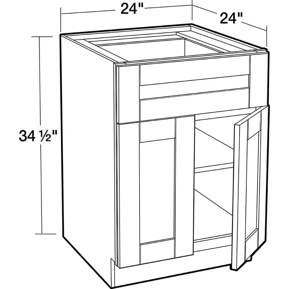Contractor Express Cabinets Arlington Vessel Blue Plywood Shaker Stock Assembled Base Kitchen Cabinet Soft Close 24 in W x 24 in D x 34.5 in H, photo 3 of 6