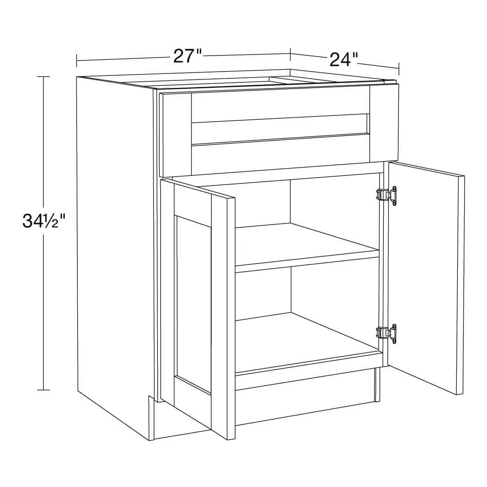 Contractor Express Cabinets Arlington Vessel Blue Plywood Shaker Stock Assembled Base Kitchen Cabinet Soft Close 27 in W x 24 in D x 34.5 in H, photo 4 of 7
