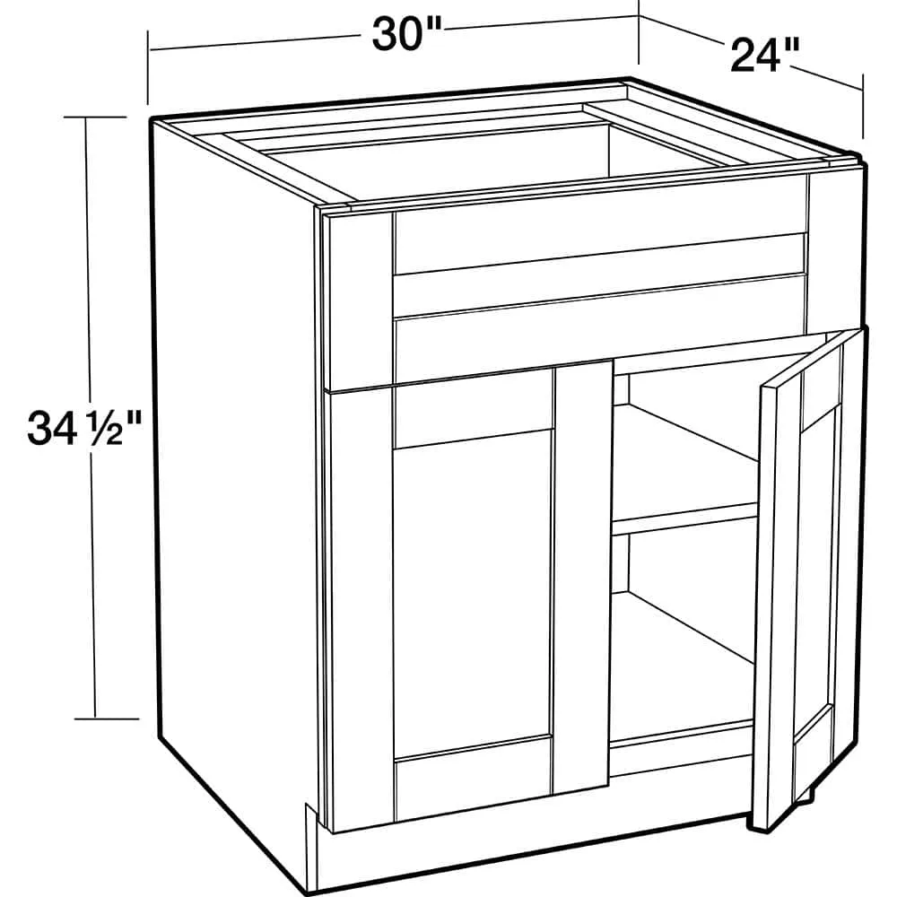 Contractor Express Cabinets Arlington Vessel Blue Plywood Shaker Stock Assembled Base Kitchen Cabinet Soft Close 30 in W x 24 in D x 34.5 in H, photo 3 of 6