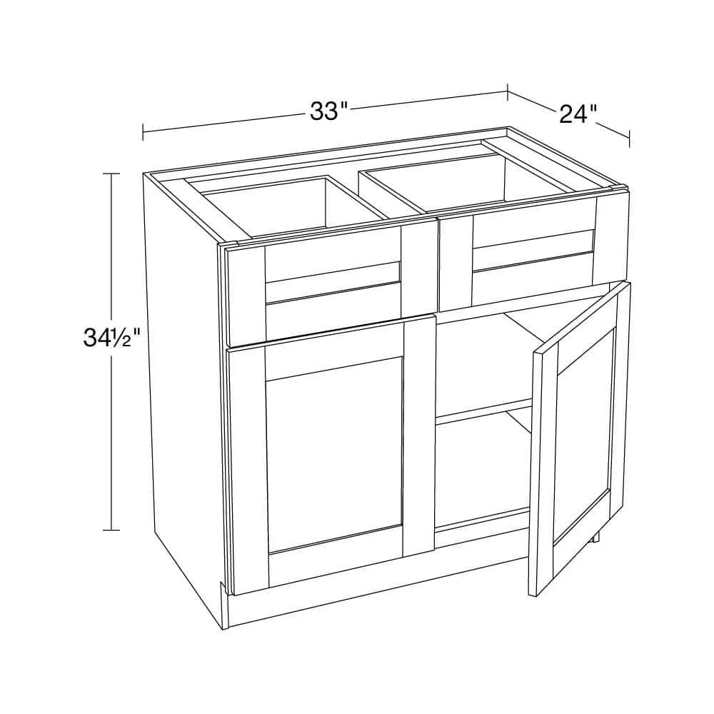Contractor Express Cabinets Arlington Vessel Blue Plywood Shaker Stock Assembled Base Kitchen Cabinet Soft Close 33 in W x 24 in D x 34.5 in H, photo 4 of 6