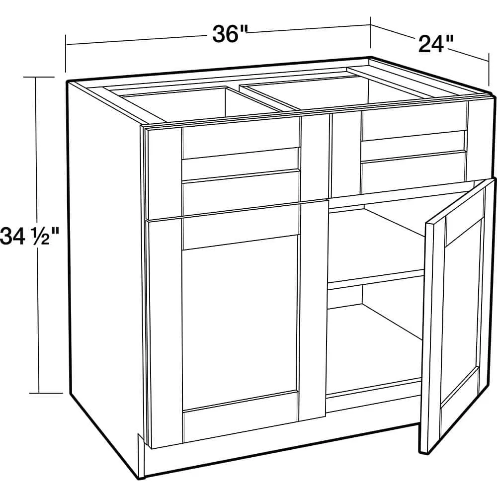 Contractor Express Cabinets Arlington Vessel Blue Plywood Shaker Stock Assembled Base Kitchen Cabinet Soft Close 36 in W x 24 in D x 34.5 in H, photo 3 of 7