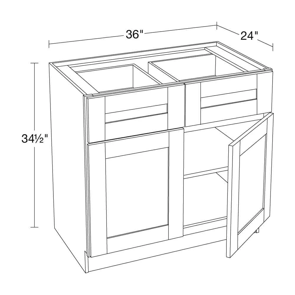 Contractor Express Cabinets Arlington Vessel Blue Plywood Shaker Stock Assembled Base Kitchen Cabinet Soft Close 36 in W x 24 in D x 34.5 in H, photo 4 of 7