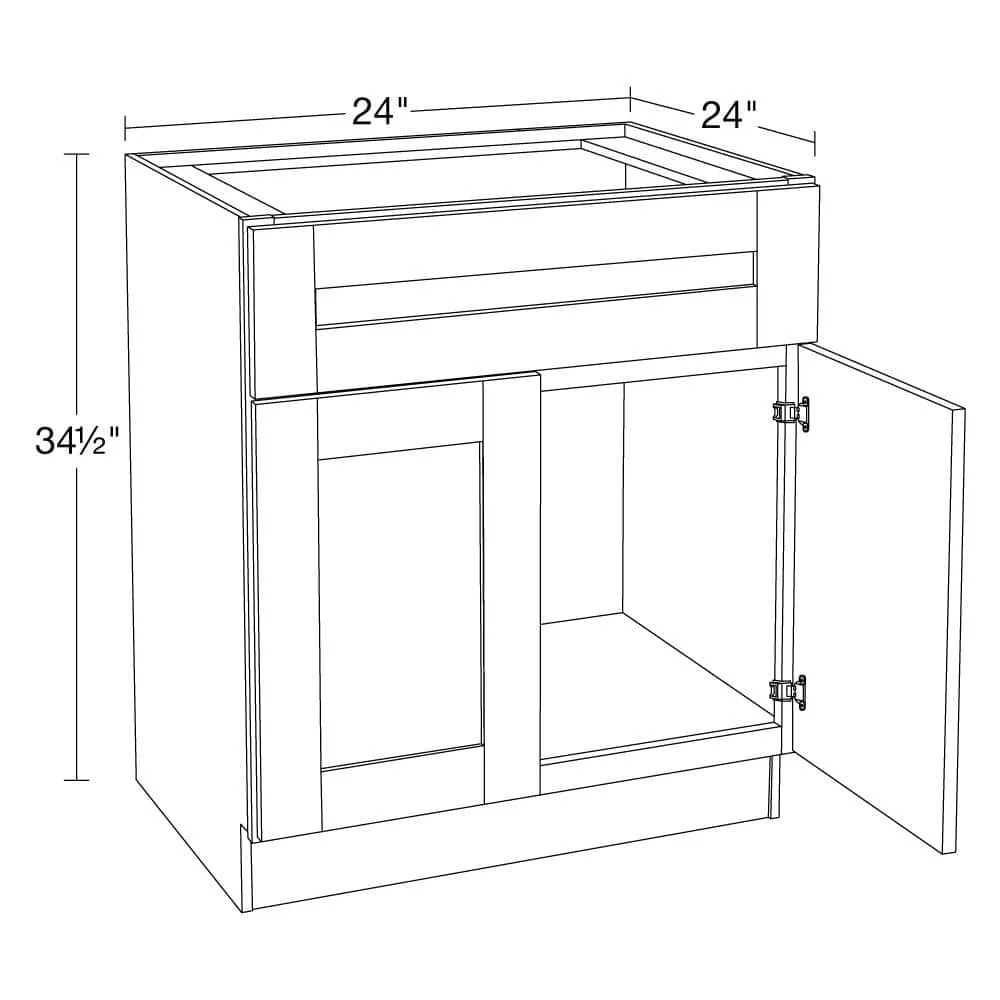 Contractor Express Cabinets Arlington Vessel Blue Plywood Shaker Stock Assembled Sink Base Kitchen Cabinet Soft Close 24 in W x 24 in D x 34.5 in H, photo 4 of 6