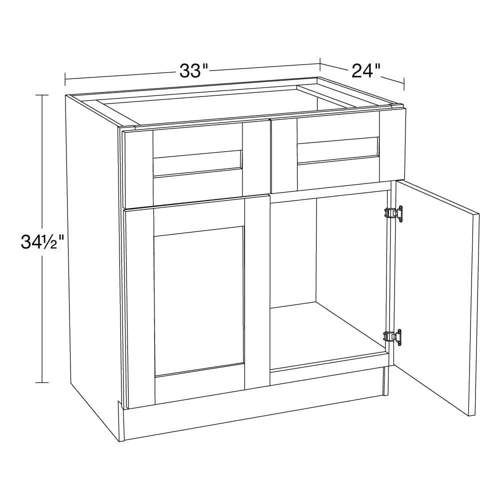 Contractor Express Cabinets Arlington Vessel Blue Plywood Shaker Stock Assembled Sink Base Kitchen Cabinet Soft Close 33 in W x 24 in D x 34.5 in H, photo 4 of 6