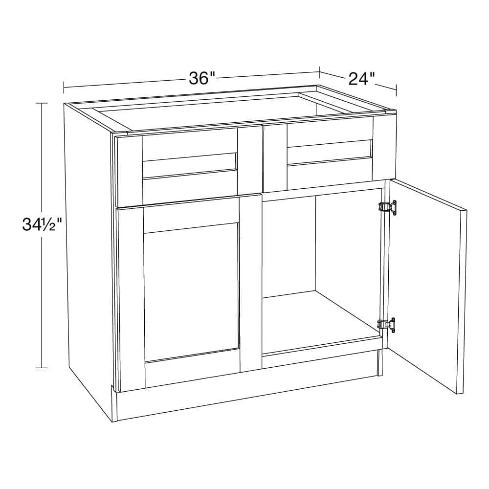 Contractor Express Cabinets Arlington Vessel Blue Plywood Shaker Stock Assembled Sink Base Kitchen Cabinet Soft Close 36 in W x 24 in D x 34.5 in H, photo 3 of 5