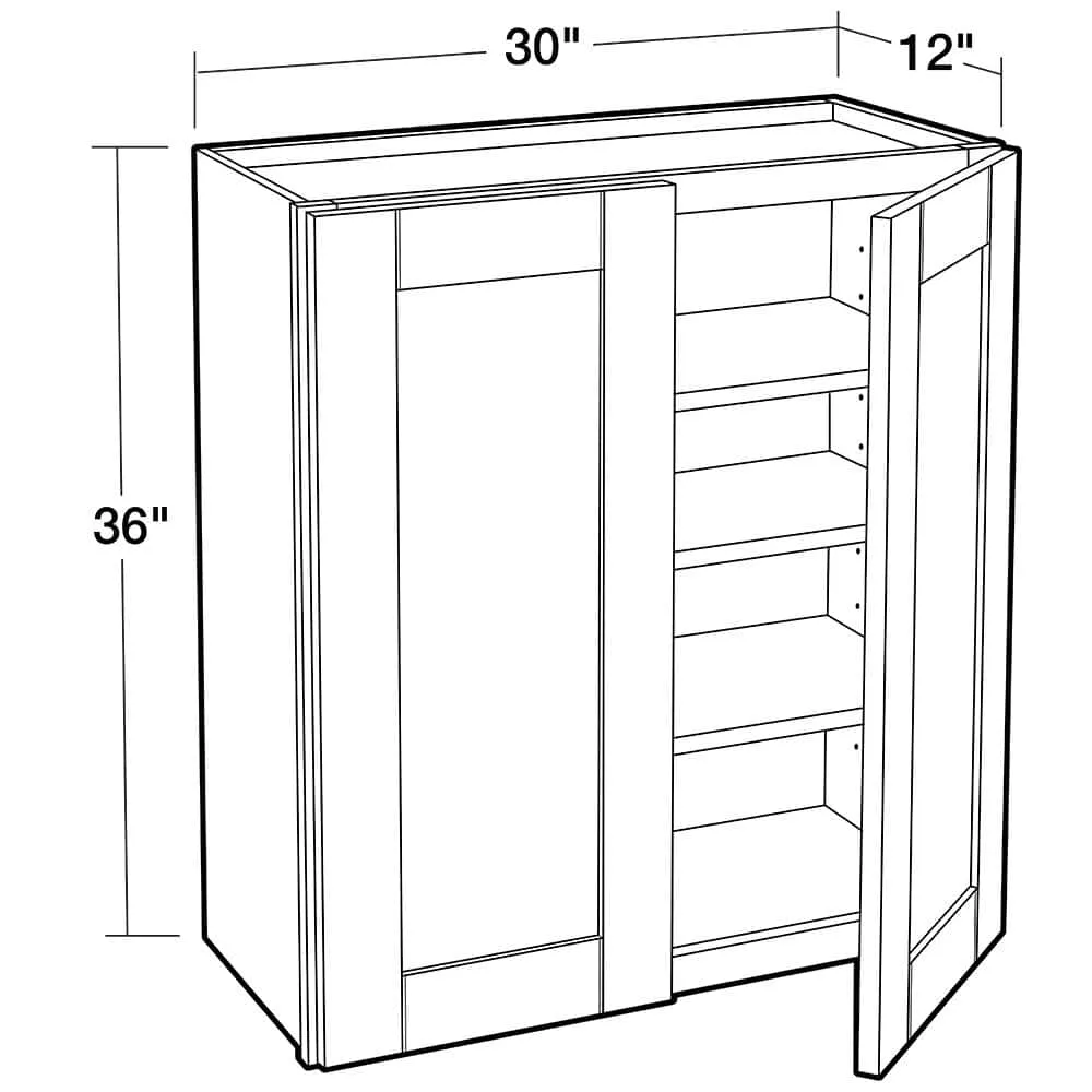 Contractor Express Cabinets Arlington Vessel Blue Plywood Shaker Stock Assembled Wall Kitchen Cabinet Soft Close 30 in W x 12 in D x 36 in H, photo 3 of 6