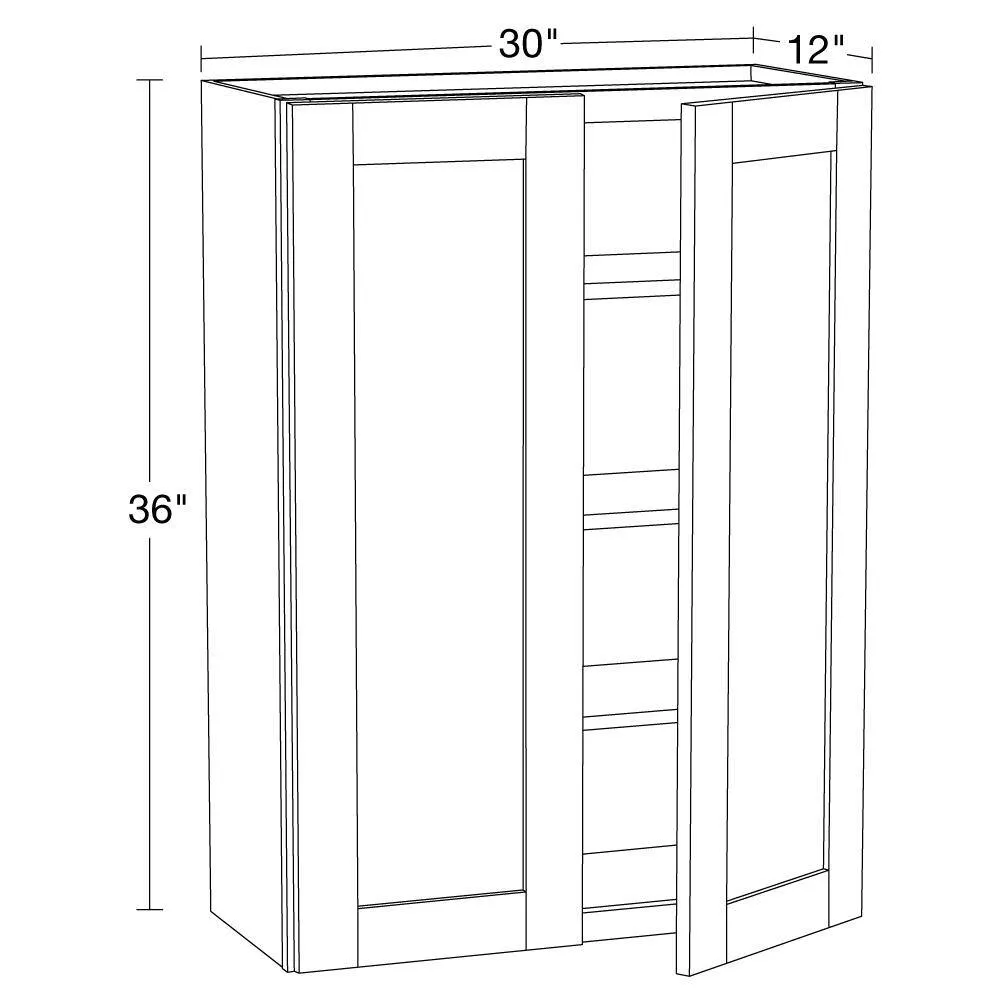 Contractor Express Cabinets Arlington Vessel Blue Plywood Shaker Stock Assembled Wall Kitchen Cabinet Soft Close 30 in W x 12 in D x 36 in H, photo 4 of 6