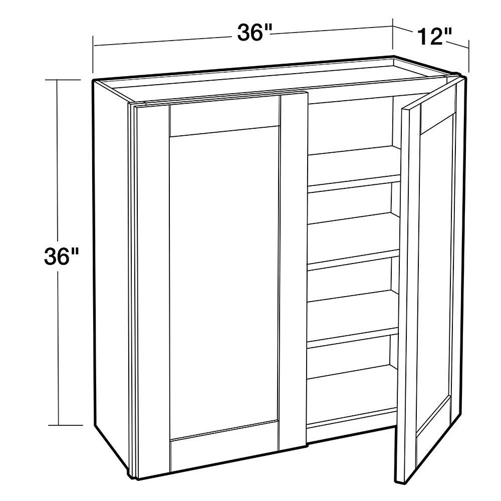 Contractor Express Cabinets Arlington Vessel Blue Plywood Shaker Stock Assembled Wall Kitchen Cabinet Soft Close 36 in W x 12 in D x 36 in H, photo 3 of 6
