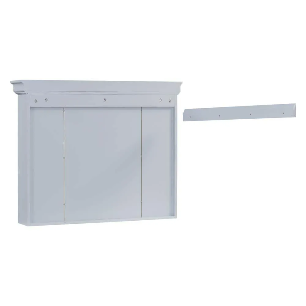 Zeus & Ruta 35 in. W x 28 in. H Rectangular Wood Medicine Cabinet with Mirror and 6 Open Shelves in Blue, photo 4 of 5
