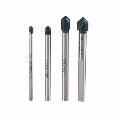 Glass & Tile Carbide Drill Bit Set, 4-Piece