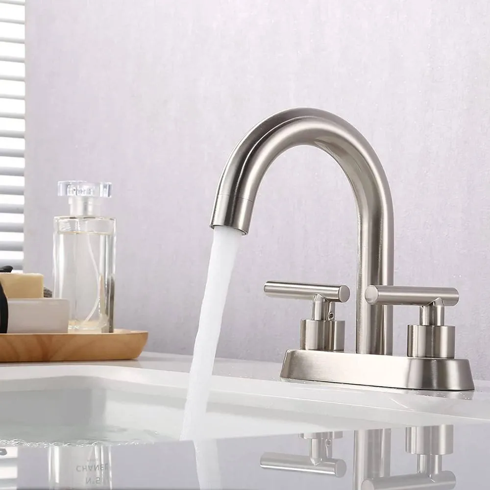 Unbranded Commercial Metering Single Handle Bathroom Sink Faucet in Brushed Nickel Brass, photo 2 of 2