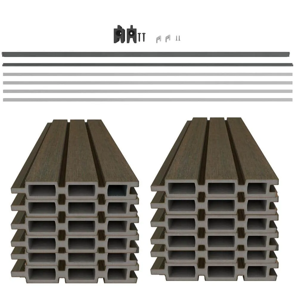 NewTechWood Ultra Easy Fencing 6 ft. H x 6 ft. W Brazilian Ipe Wood Plastic Composite Horizontal Fence Panel Section with Gray Frame, photo 5 of 6