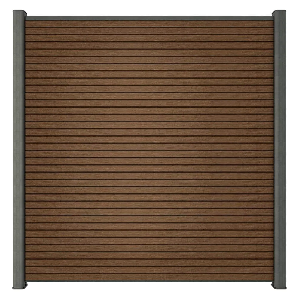 NewTechWood Ultra Easy Fencing 6 ft. H x 6 ft. W Brazilian Ipe Wood Plastic Composite Horizontal Fence Panel Section with Gray Frame, photo 2 of 6