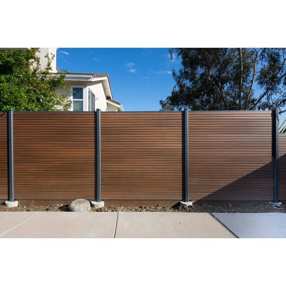 NewTechWood Ultra Easy Fencing 6 ft. H x 6 ft. W Brazilian Ipe Wood Plastic Composite Horizontal Fence Panel Section with Gray Frame, photo 6 of 6