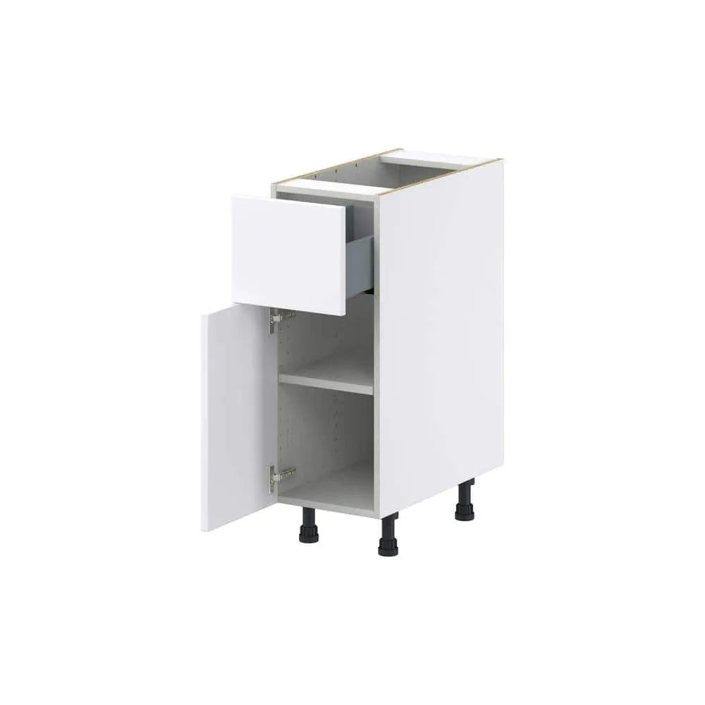 J COLLECTION Fairhope Bright White Slab Assembled Base Kitchen Cabinet with 10 in. Drawer (12 in. W X 34.5 in. H X 24 in. D), photo 7 of 12