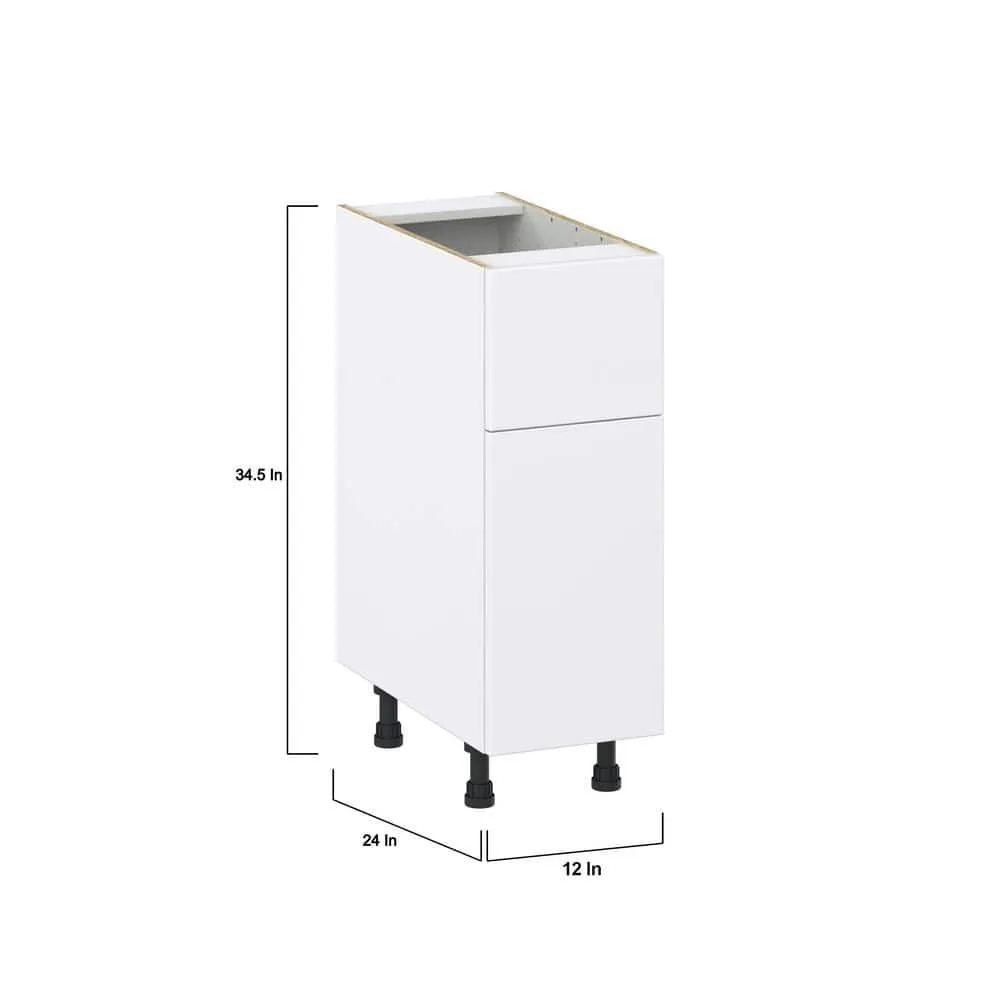 J COLLECTION Fairhope Bright White Slab Assembled Base Kitchen Cabinet with 10 in. Drawer (12 in. W X 34.5 in. H X 24 in. D), photo 4 of 12