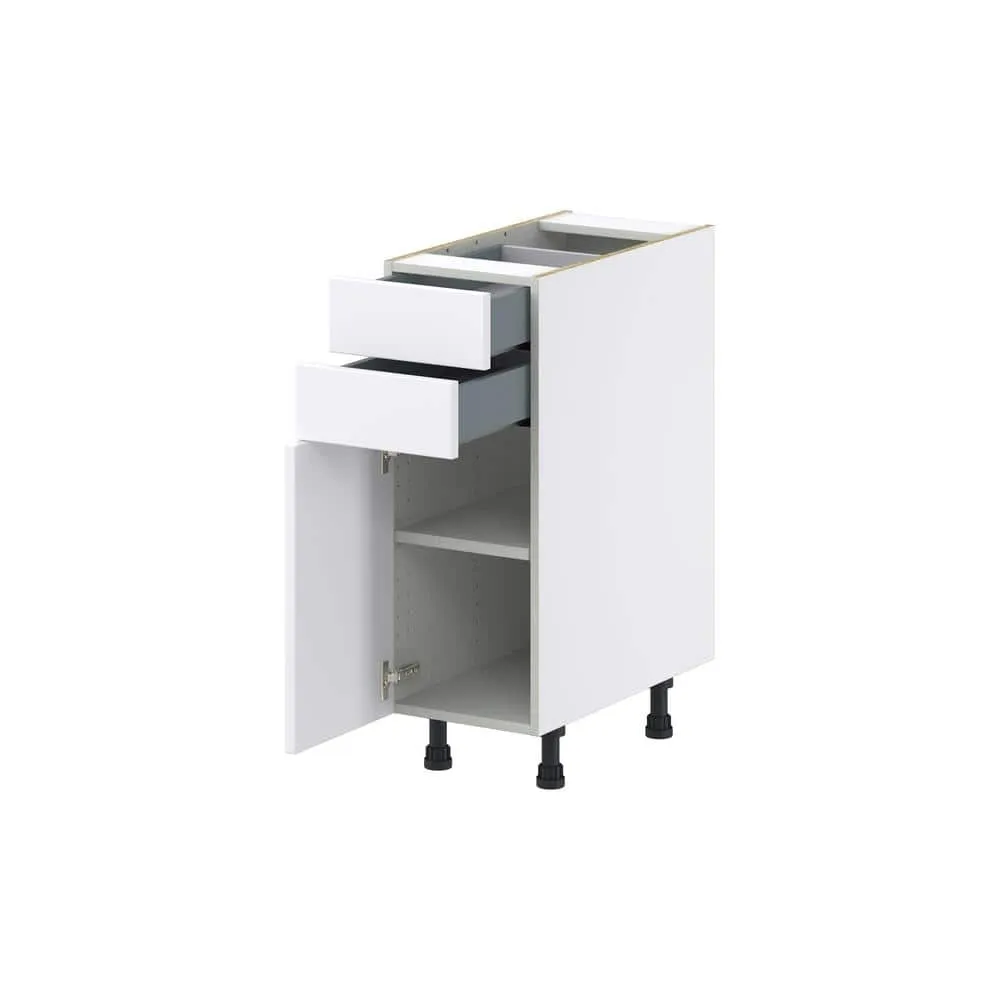 J COLLECTION Fairhope Bright White Slab Assembled Base Kitchen Cabinet with Two 5 in. Drawers (12 in. W X 34.5 in. H X 24 in. D), photo 7 of 12