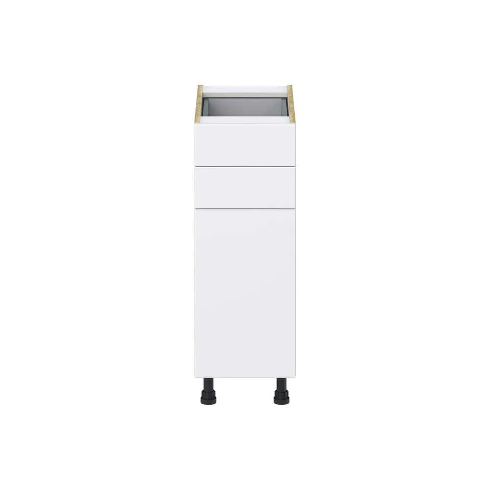 J COLLECTION Fairhope Bright White Slab Assembled Base Kitchen Cabinet with Two 5 in. Drawers (12 in. W X 34.5 in. H X 24 in. D), photo 8 of 12