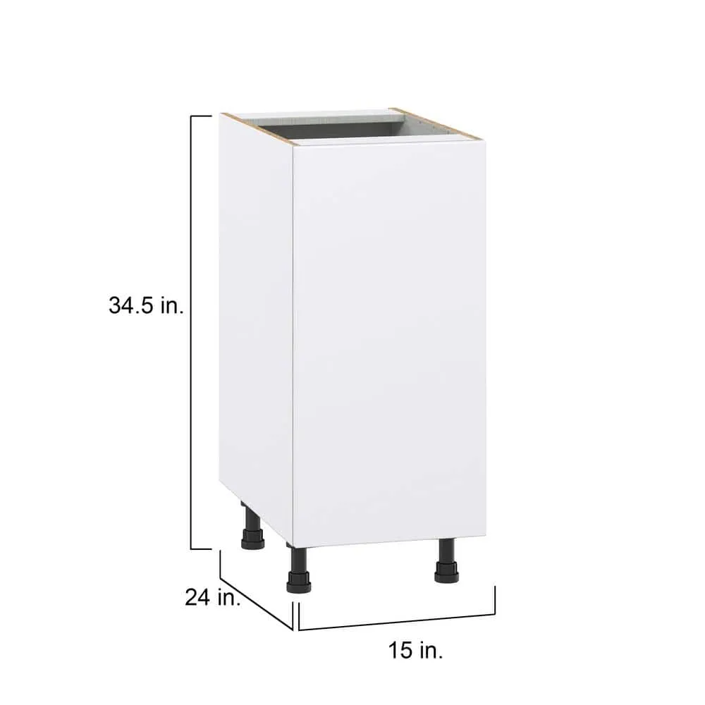 J COLLECTION Fairhope Bright White Slab Assembled Base Kitchen Cabinet with 3 Inner Drawers (15 in. W x 34.5 in. H x 24 in. D), photo 4 of 12