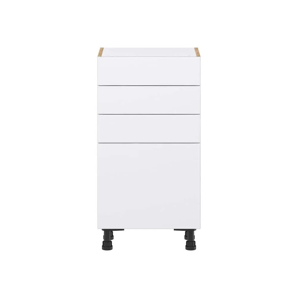 J COLLECTION Fairhope Bright White Slab Assembled Shallow Base Kitchen Cabinet with Drawers (18 in. W x 34.5 in. H x 14 in. D), photo 8 of 12